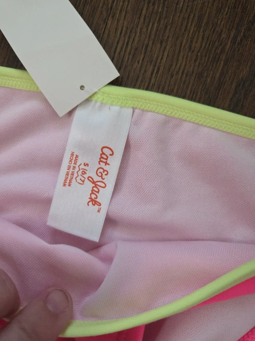 New Cat & Jack Girls Small Pink/Yellow Tankini Swim Suit